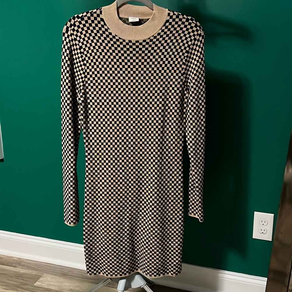 Checker print knit dress